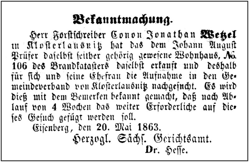 1863-05-18 Kl Zuzug Wetzel